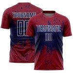 Navy-White Grunge Splatter Abstract Custom Sports Uniform Art Sublimation Jersey Crimson Soccer Navy-White Grunge Splatter Abstract Custom Sports Uniform Art Sublimation Jersey Crimson Soccer
