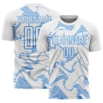 White Sublimation Curve Powder Jersey Sports Uniform Lines Blue Soccer Custom