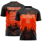 Jersey Sublimation Uniform Black Soccer Sports Art Abstract Grunge Orange-White Splatter Custom