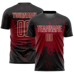 Abstract Crimson-Cream Black Uniform Splatter Grunge Jersey Soccer Custom Art Sports Sublimation