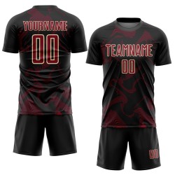 Soccer Crimson-Cream Lines Sports Custom Jersey Black Sublimation Uniform Curve