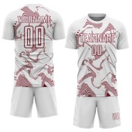 Custom Sublimation Lines White Uniform Curve Crimson Jersey Soccer Sports Custom Sublimation Lines White Uniform Curve Crimson Jersey Soccer Sports