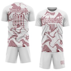 Custom Sublimation Lines White Uniform Curve Crimson Jersey Soccer Sports