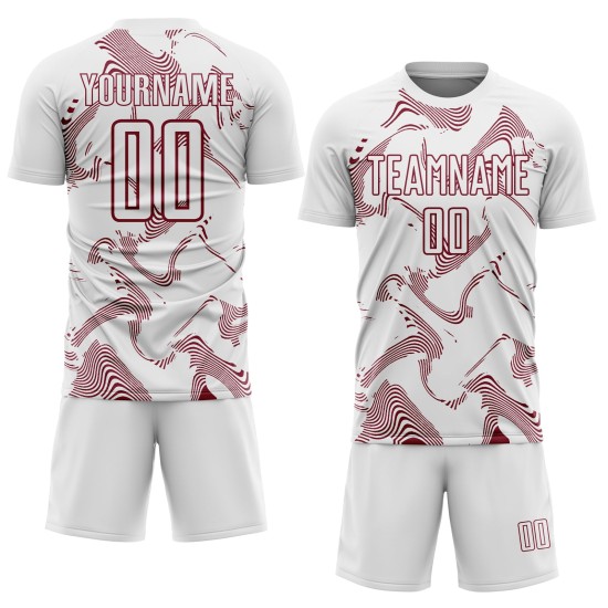 Custom Sublimation Lines White Uniform Curve Crimson Jersey Soccer Sports Custom Sublimation Lines White Uniform Curve Crimson Jersey Soccer Sports