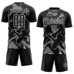 White Soccer Black Lines Uniform Custom Sublimation Sports Jersey Curve