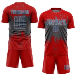 Art Steel Sublimation Grunge Uniform Gray-Light Abstract Custom Red Splatter Jersey Soccer Blue Sports