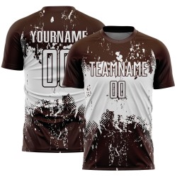Soccer Sublimation Sports Abstract Art Brown White Jersey Uniform Splatter Grunge Custom