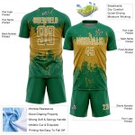 Sublimation Green Splatter Abstract Uniform Gold-White Old Art Grunge Custom Jersey Sports Kelly Soccer Sublimation Green Splatter Abstract Uniform Gold-White Old Art Grunge Custom Jersey Sports Kelly Soccer