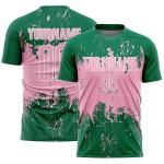 Pink-White Sports Sublimation Custom Grunge Abstract Splatter Green Jersey Light Uniform Kelly Art Soccer Pink-White Sports Sublimation Custom Grunge Abstract Splatter Green Jersey Light Uniform Kelly Art Soccer