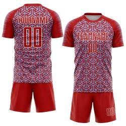 Soccer Jersey Custom Arrow Uniform Blue-White Sublimation Geometric Red Light