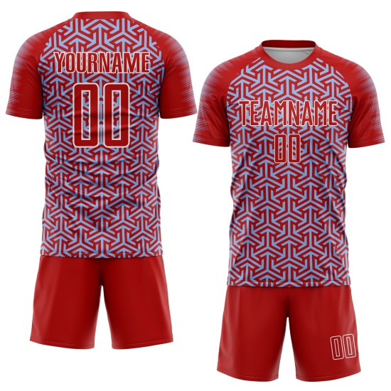 Soccer Jersey Custom Arrow Uniform Blue-White Sublimation Geometric Red Light
