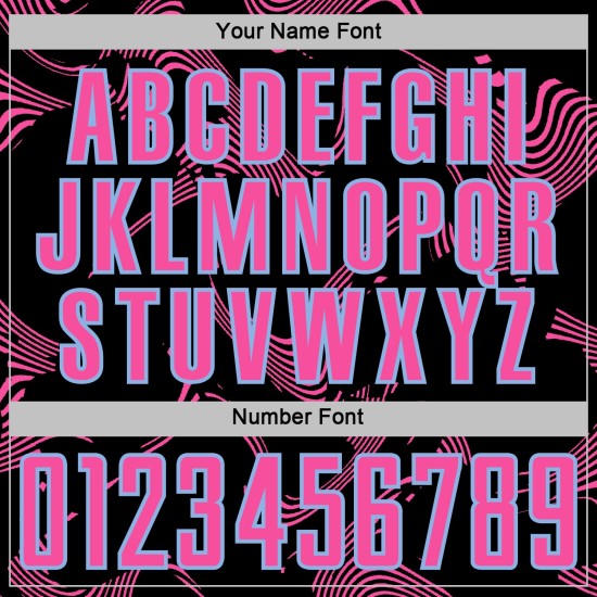 Black Uniform Soccer Custom Pink-Light Blue Curve Sublimation Sports Jersey Lines