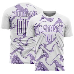 Sublimation Uniform Curve Soccer Jersey White Custom Sports Lines Purple