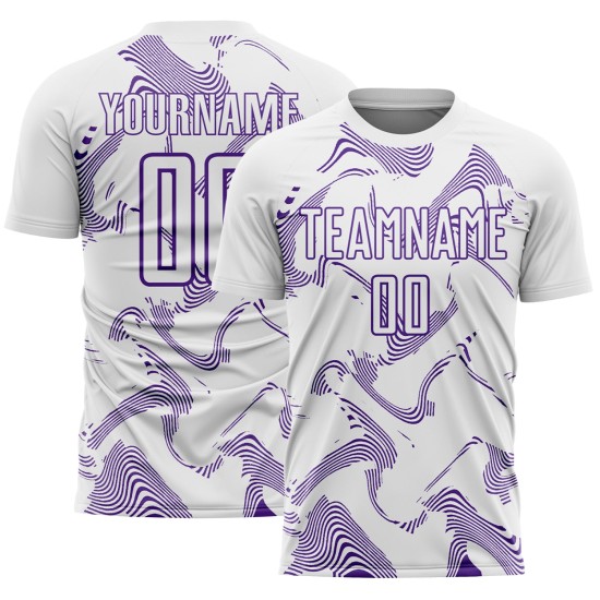 Sublimation Uniform Curve Soccer Jersey White Custom Sports Lines Purple Sublimation Uniform Curve Soccer Jersey White Custom Sports Lines Purple