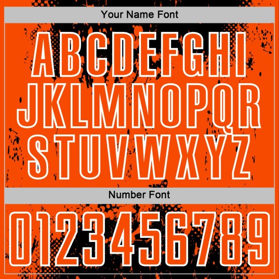 Jersey Sublimation Uniform Black Soccer Sports Art Abstract Grunge Orange-White Splatter Custom