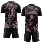 Sports Sublimation Uniform Soccer Black Jersey Pink Light Custom Curve Lines