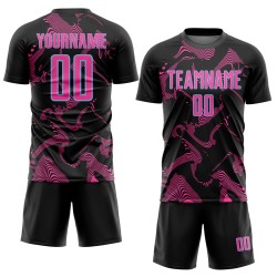 Black Uniform Soccer Custom Pink-Light Blue Curve Sublimation Sports Jersey Lines Black Uniform Soccer Custom Pink-Light Blue Curve Sublimation Sports Jersey Lines