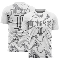 Uniform Custom White Curve Sublimation Soccer Lines Steel Jersey Gray Sports
